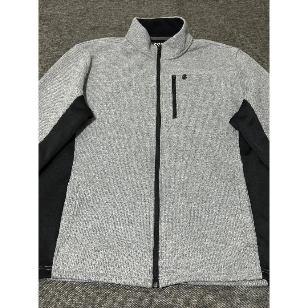 IZOD Mens XL Full Zip Fleece Jacket Gray Advantage Performance Natural Stretch